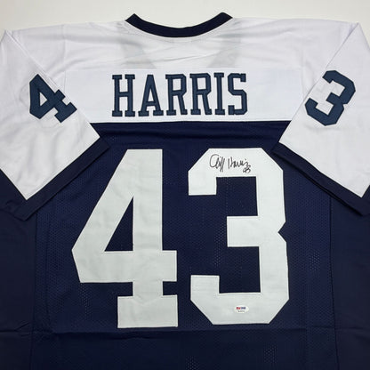 Autographed/Signed Cliff Harris Dallas Thanksgiving Day Football Jersey PSA/DNA COA