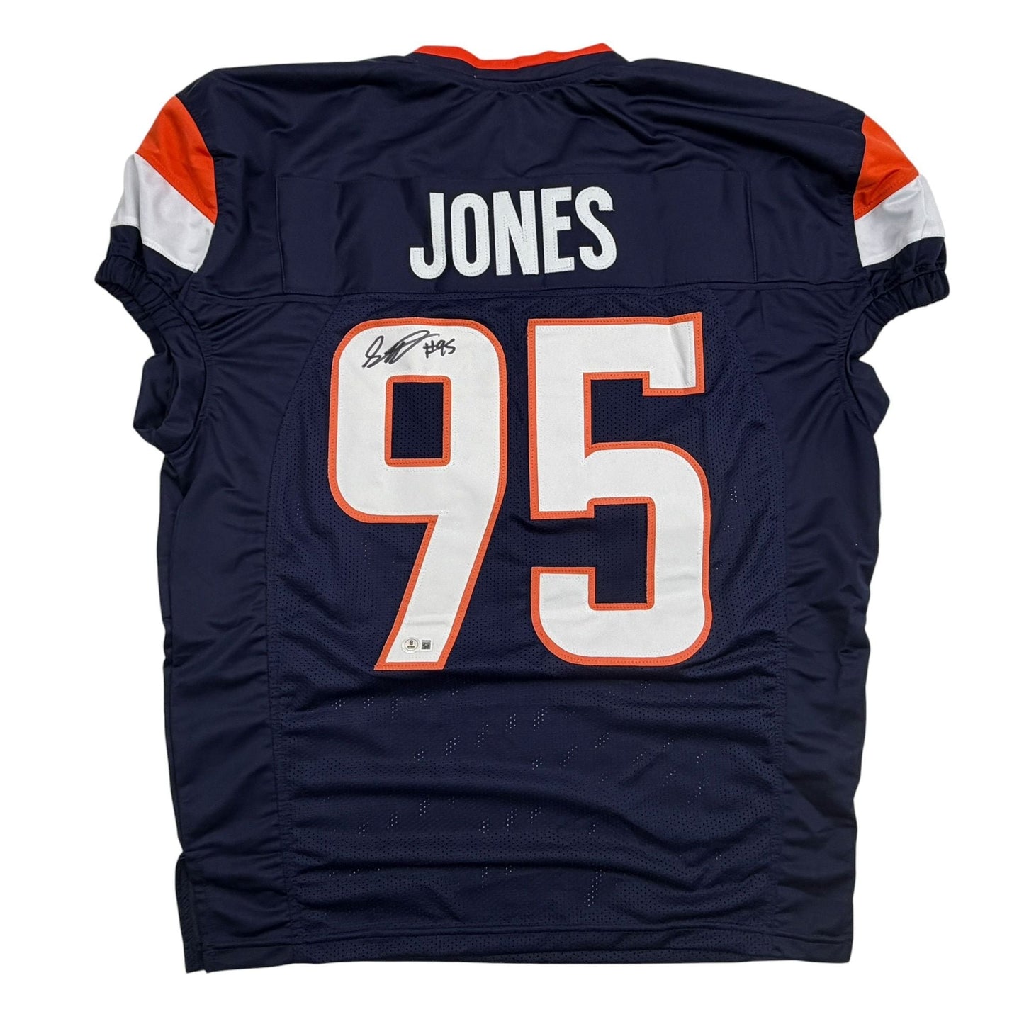 Autographed/Signed Sai'vion Jones Denver Blue Pro Cut Football Jersey Beckett BAS COA