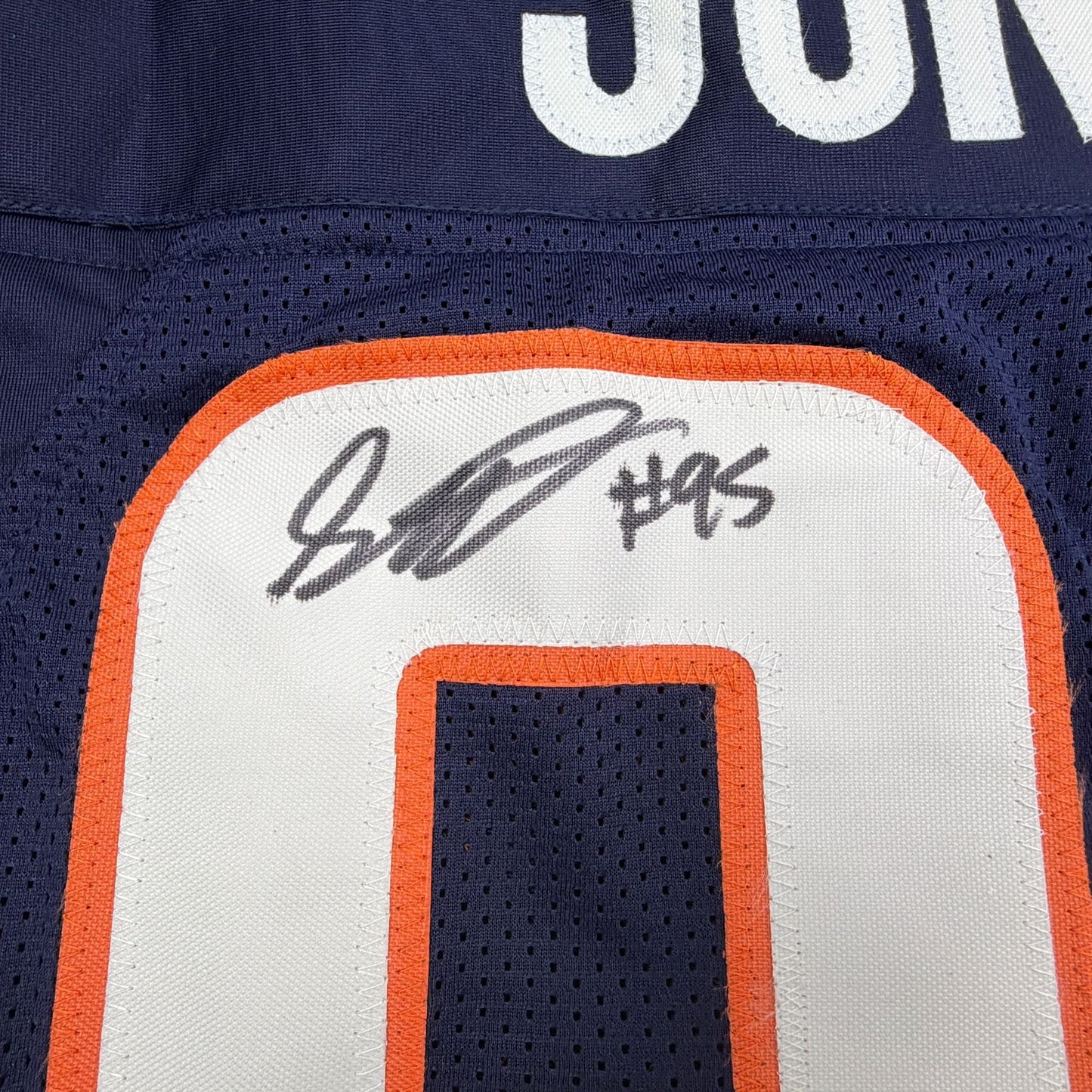 Autographed/Signed Sai'vion Jones Denver Blue Pro Cut Football Jersey Beckett BAS COA