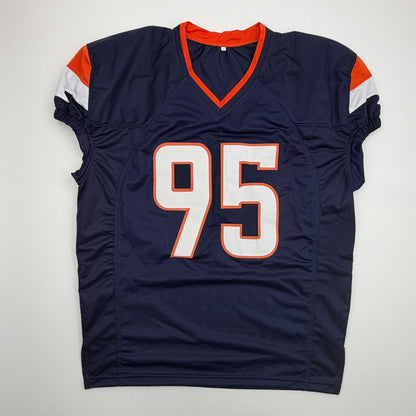 Autographed/Signed Sai'vion Jones Denver Blue Pro Cut Football Jersey Beckett BAS COA