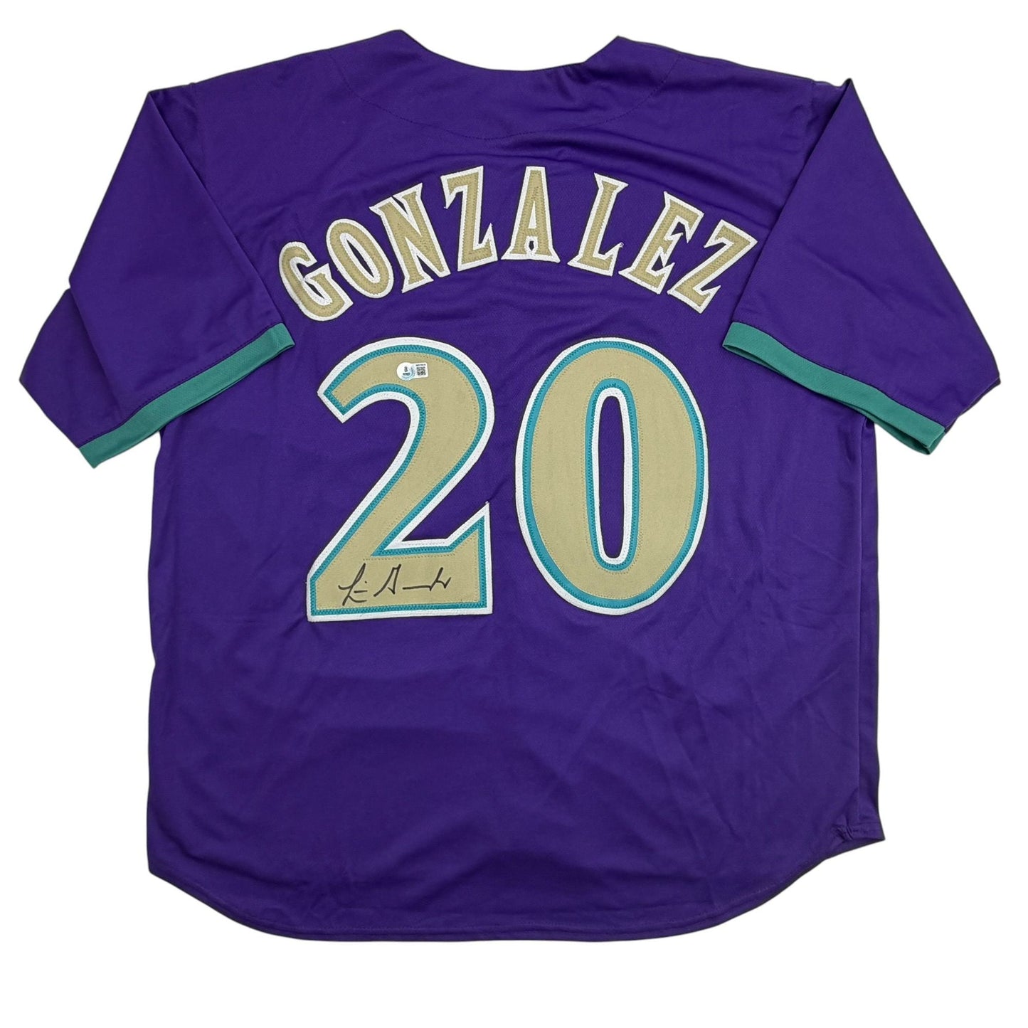 Autographed/Signed Luis Gonzalez Arizona Purple Baseball Jersey Beckett BAS COA