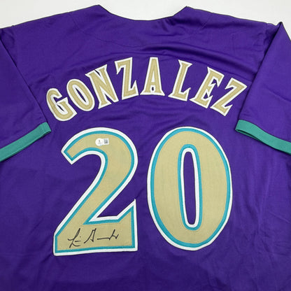 Autographed/Signed Luis Gonzalez Arizona Purple Baseball Jersey Beckett BAS COA
