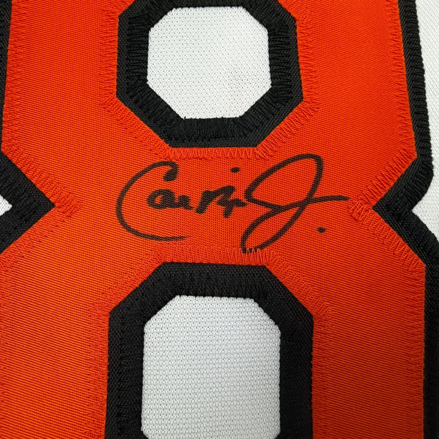 Autographed/Signed Cal Ripken Jr. Baltimore White Stat Baseball Jersey JSA COA
