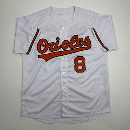 Autographed/Signed Cal Ripken Jr. Baltimore White Stat Baseball Jersey JSA COA