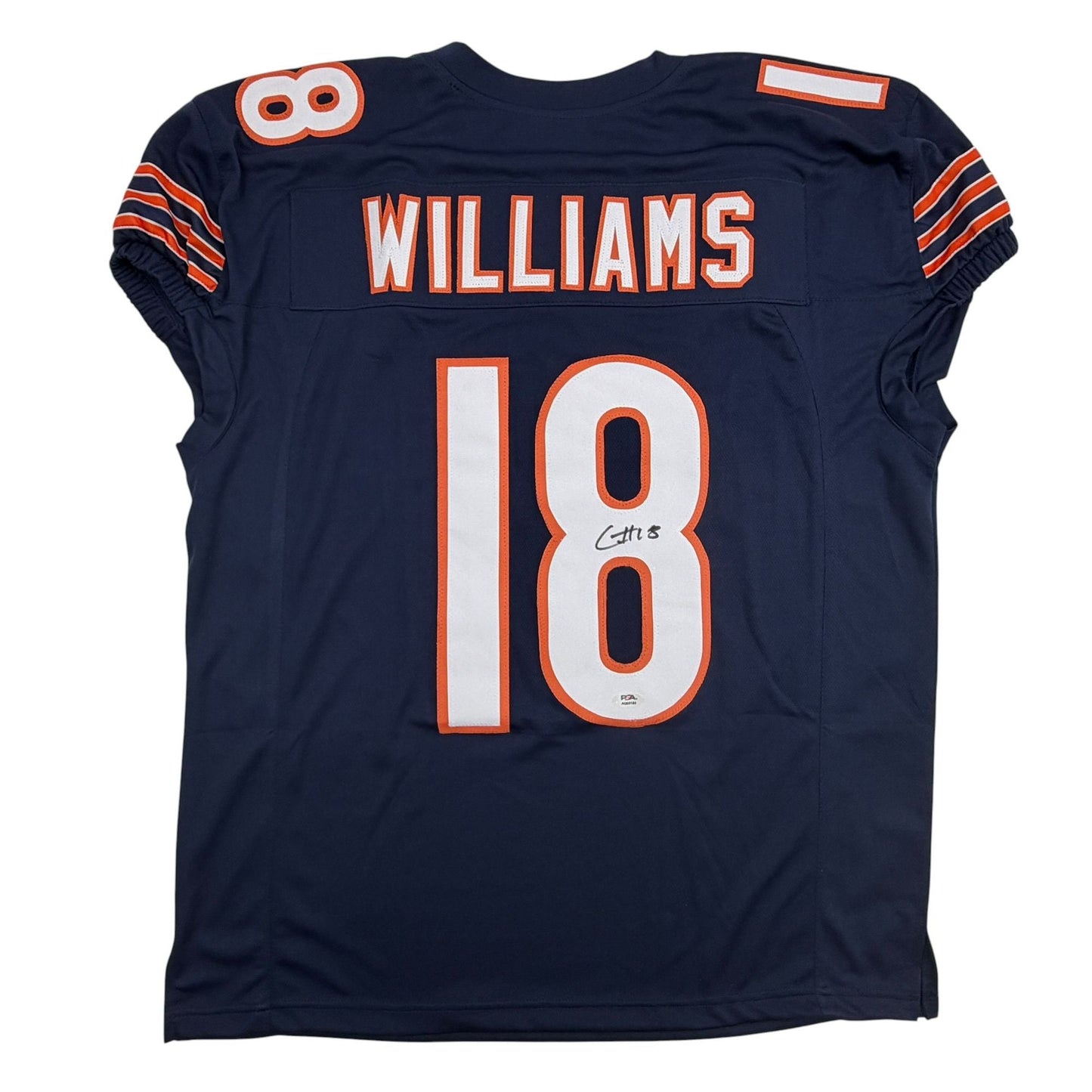 Autographed/Signed Caleb Williams Chicago Blue Pro Cut Football Jersey PSA/DNA COA