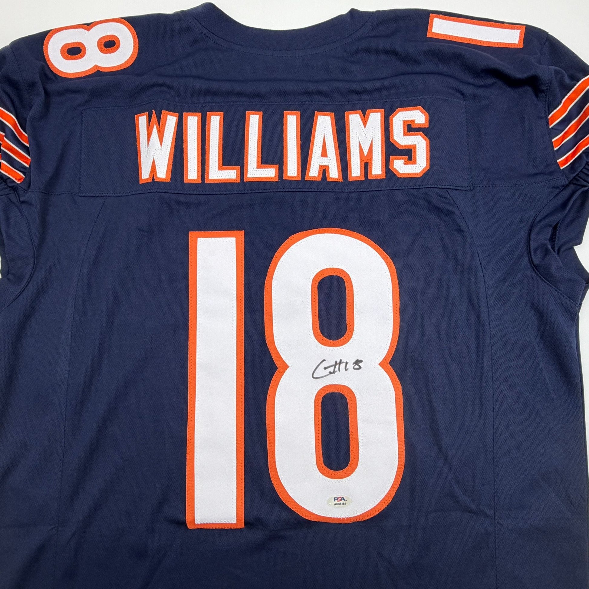 Autographed/Signed Caleb Williams Chicago Blue Pro Cut Football Jersey PSA/DNA COA