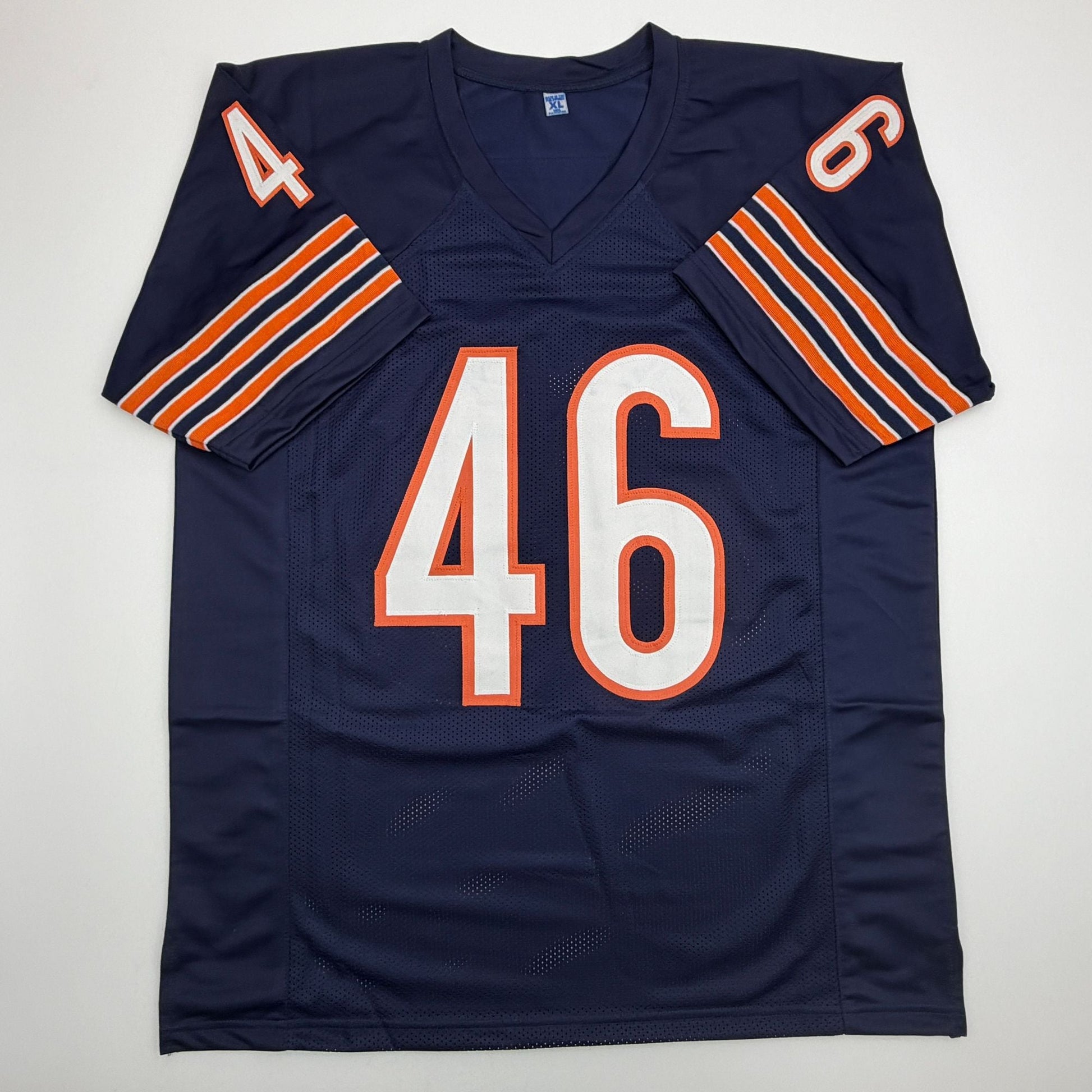 Autographed/Signed Doug Plank Chicago Blue Football Jersey JSA COA