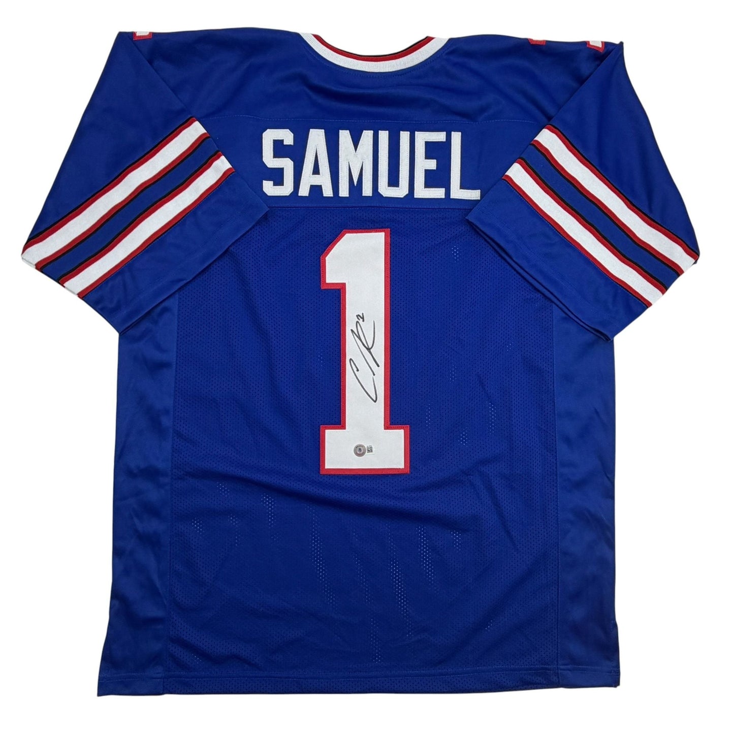 Autographed/Signed Curtis Samuel Buffalo Blue Football Jersey Beckett BAS COA