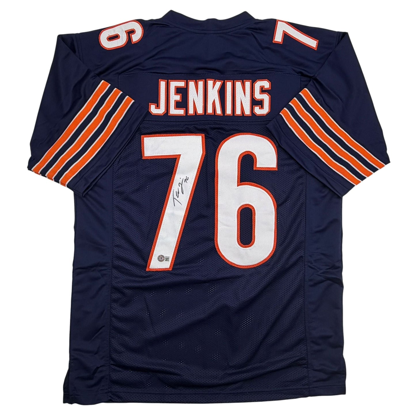Autographed/Signed Teven Jenkins Chicago Blue Football Jersey Beckett BAS COA