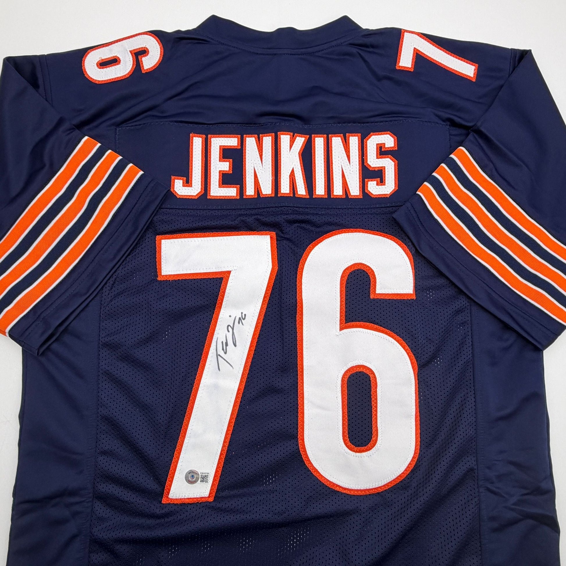 Autographed/Signed Teven Jenkins Chicago Blue Football Jersey Beckett BAS COA