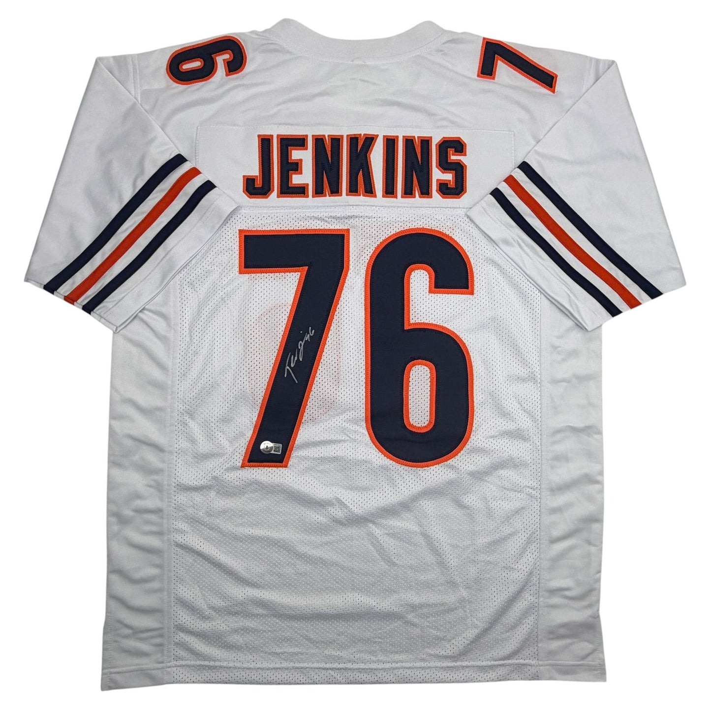 Autographed/Signed Teven Jenkins Chicago White Football Jersey Beckett BAS COA