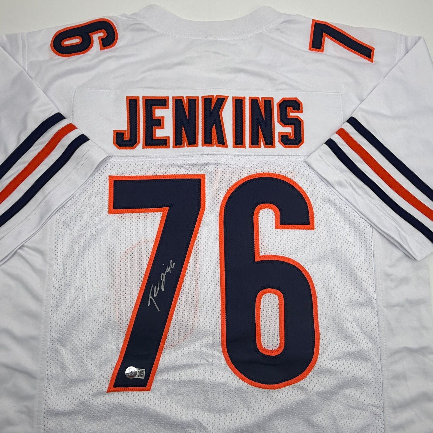 Autographed/Signed Teven Jenkins Chicago White Football Jersey Beckett BAS COA