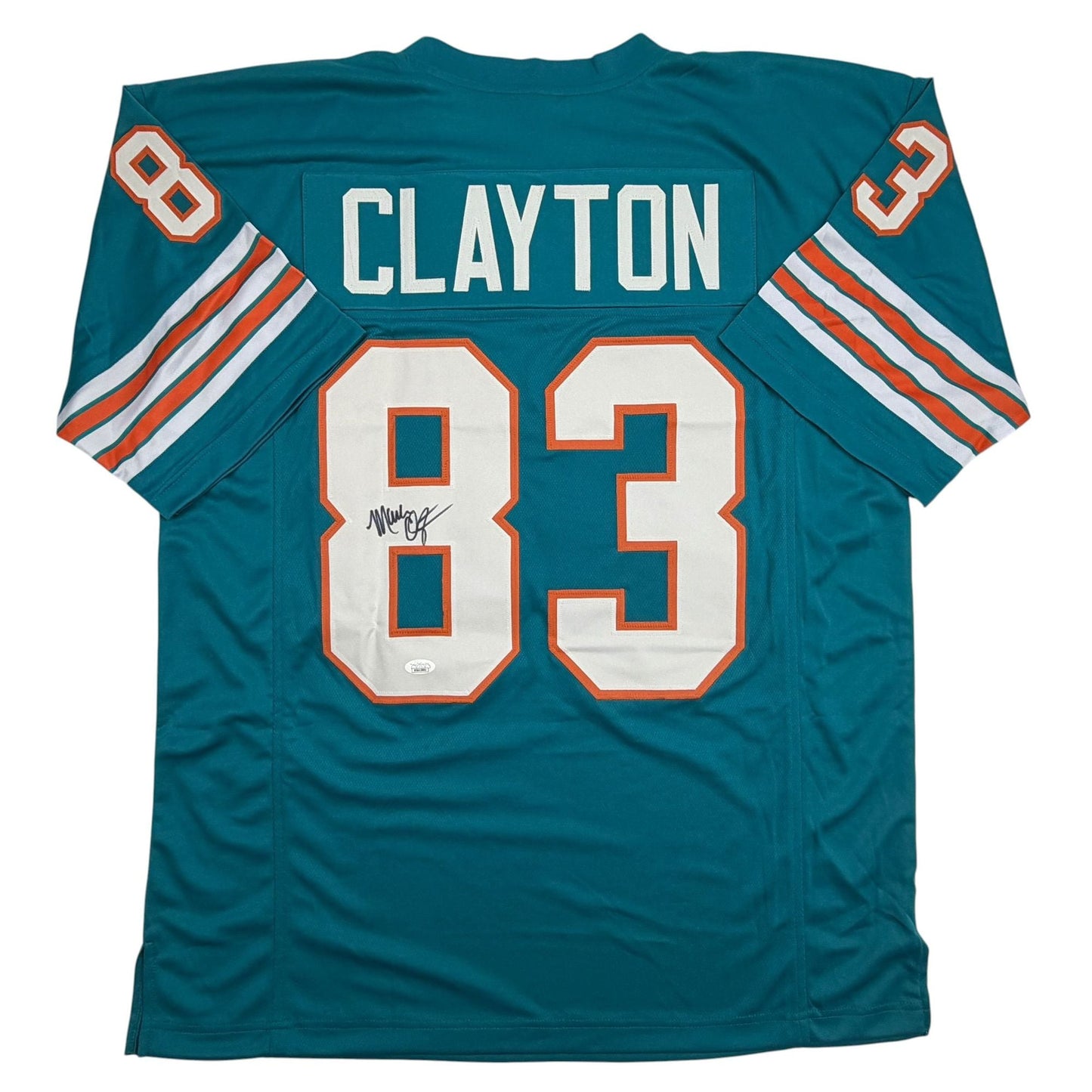 Autographed/Signed Mark Clayton Miami Teal Football Jersey JSA COA