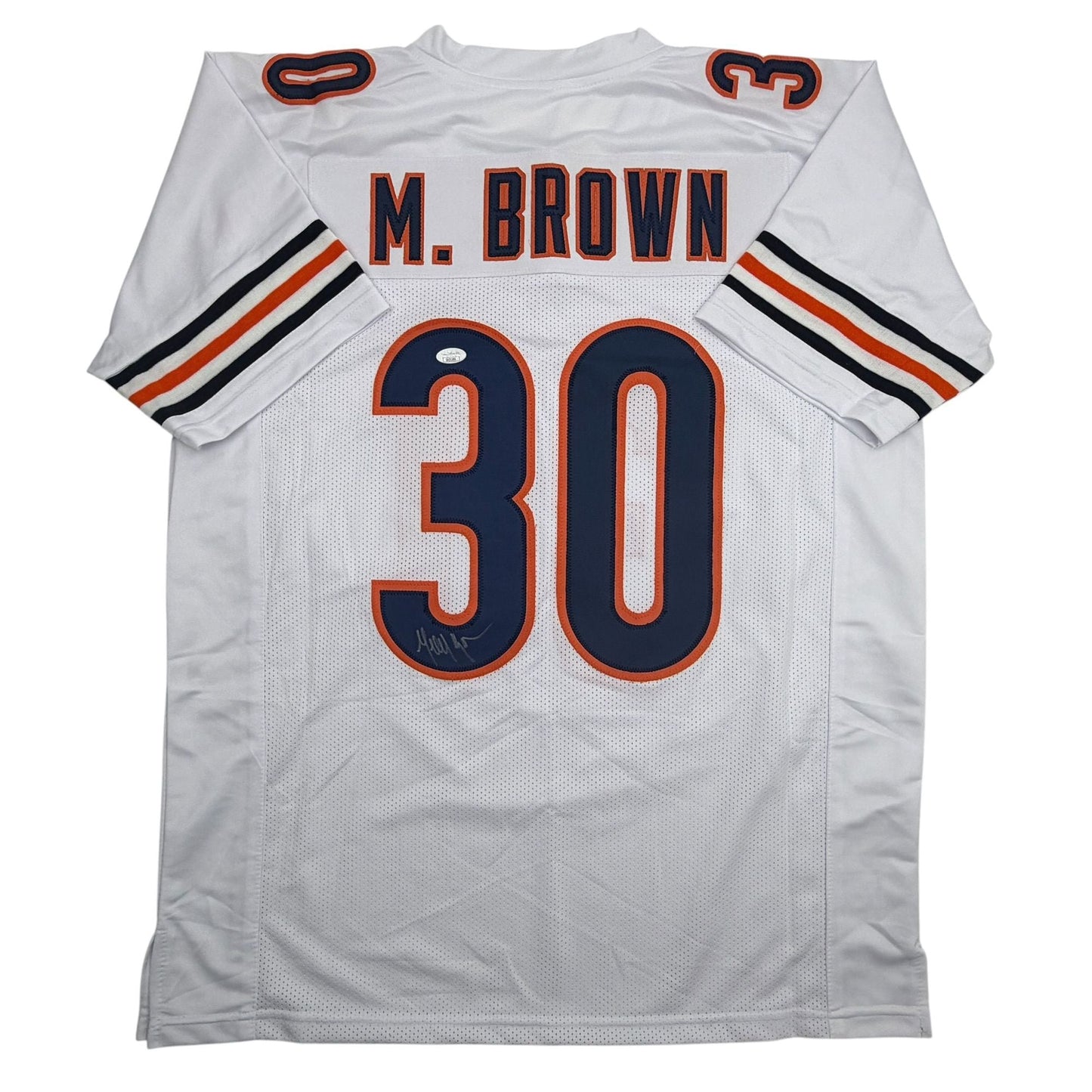 Autographed/Signed Mike Brown Chicago White Football Jersey JSA COA