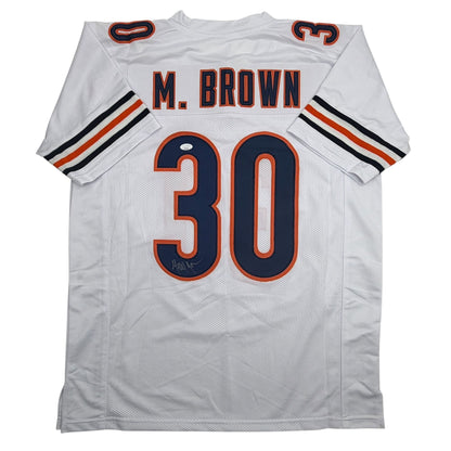 Autographed/Signed Mike Brown Chicago White Football Jersey JSA COA