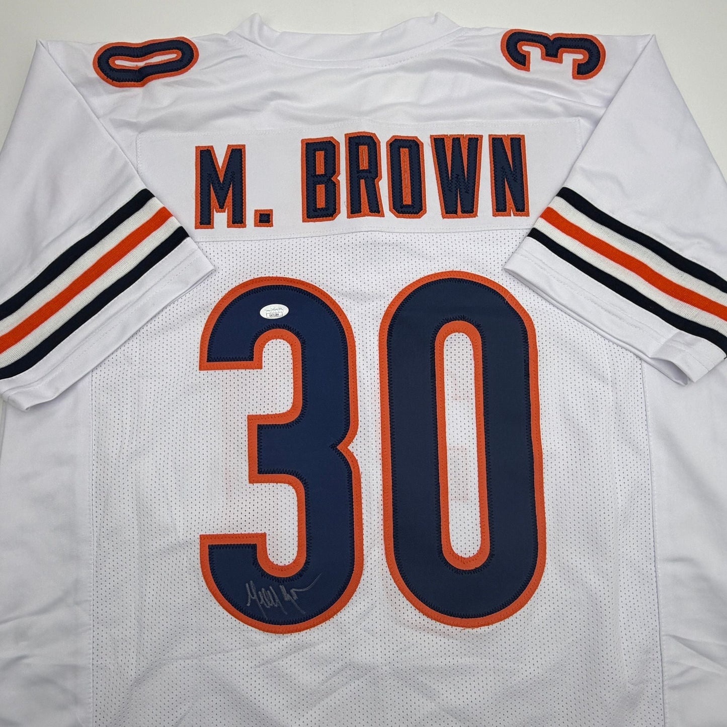 Autographed/Signed Mike Brown Chicago White Football Jersey JSA COA