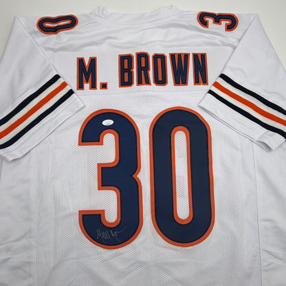 Autographed/Signed Mike Brown Chicago White Football Jersey JSA COA