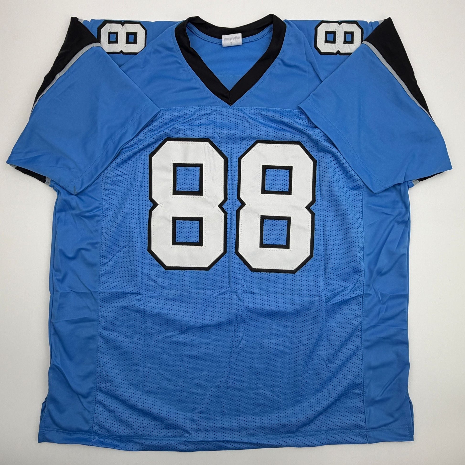 Autographed/Signed Greg Olsen Carolina Blue Football Jersey Beckett BAS COA