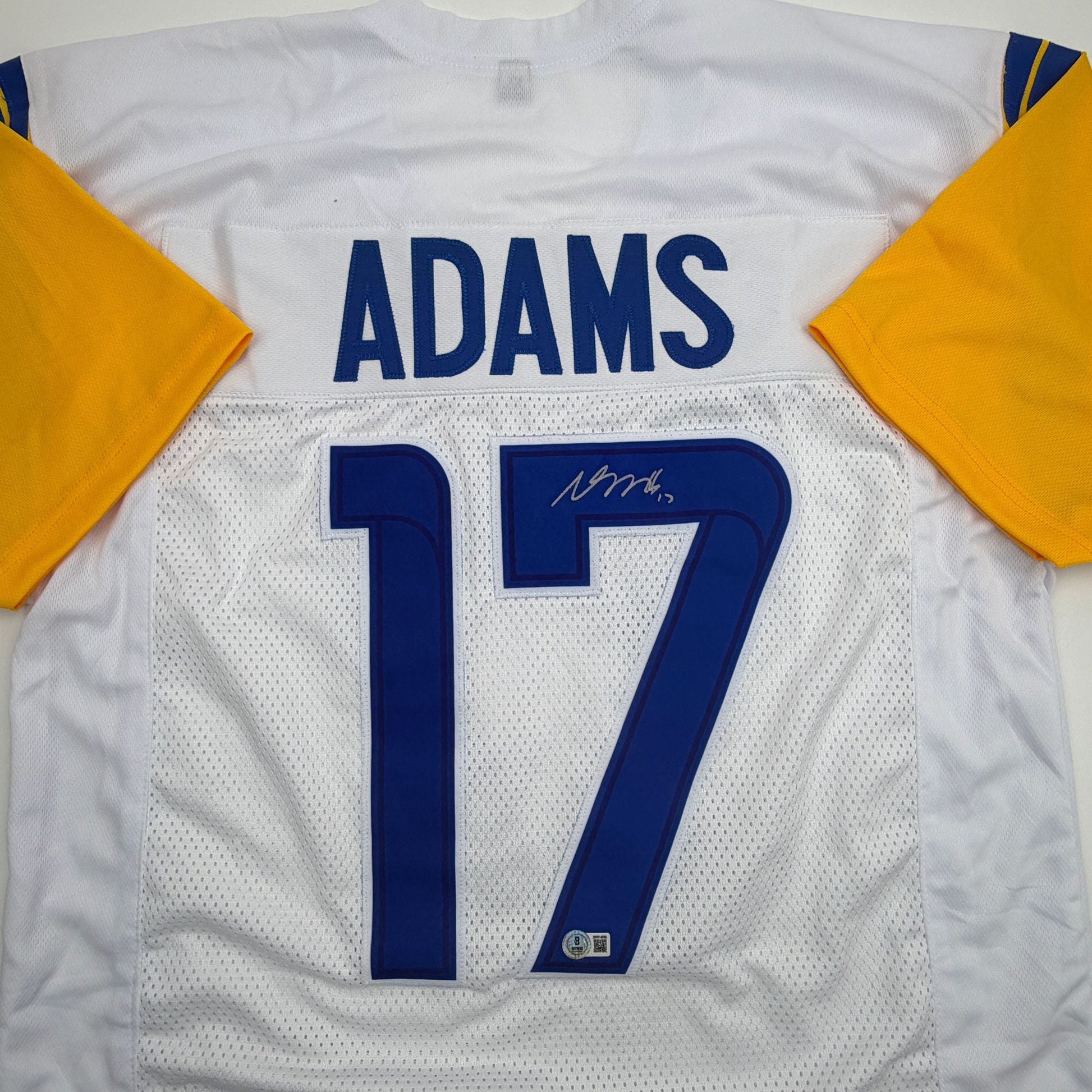 Autographed/Signed Davante Adams Los Angeles LA White Football Jersey Beckett BAS COA