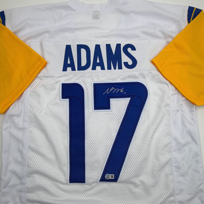 Autographed/Signed Davante Adams Los Angeles LA White Football Jersey Beckett BAS COA