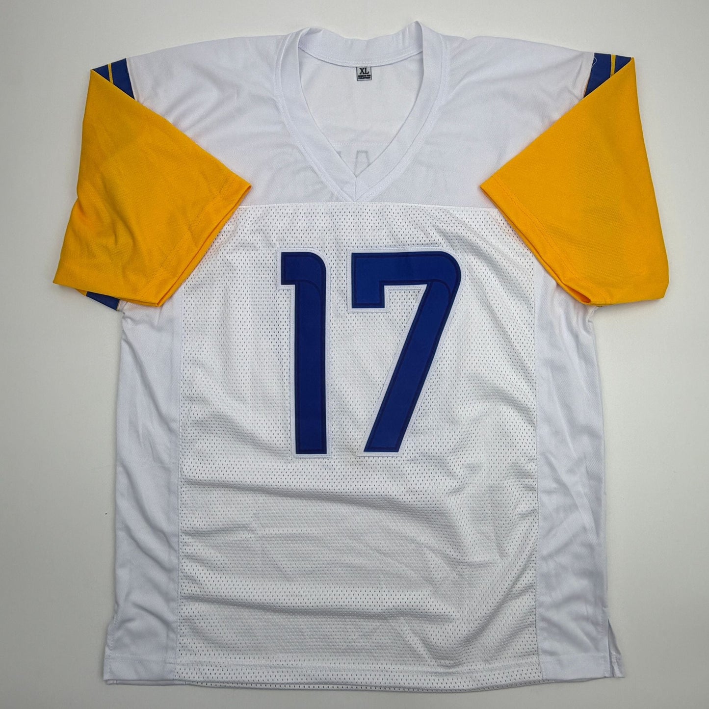Autographed/Signed Davante Adams Los Angeles LA White Football Jersey Beckett BAS COA