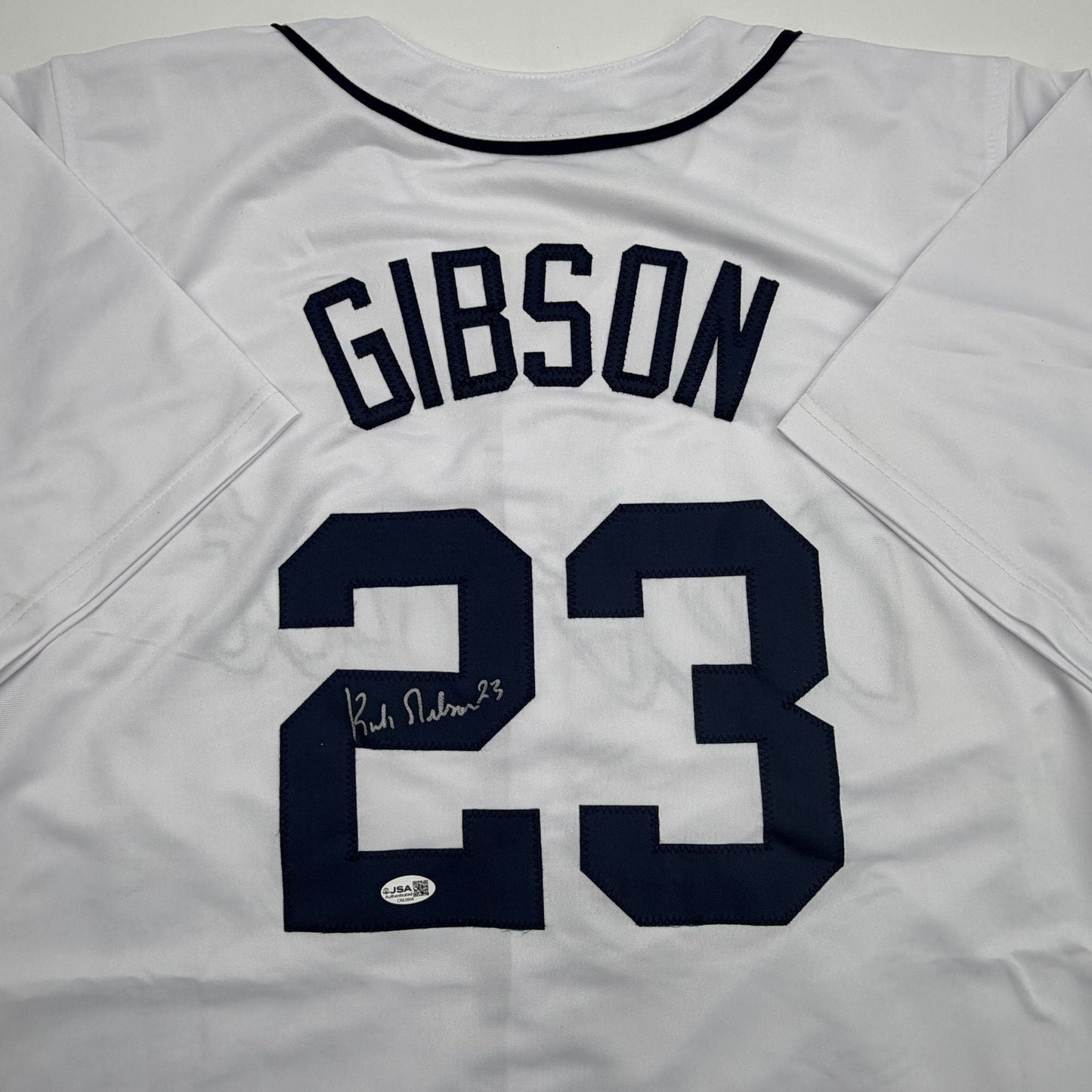 Autographed/Signed Kirk Gibson Detroit White Baseball Jersey JSA COA