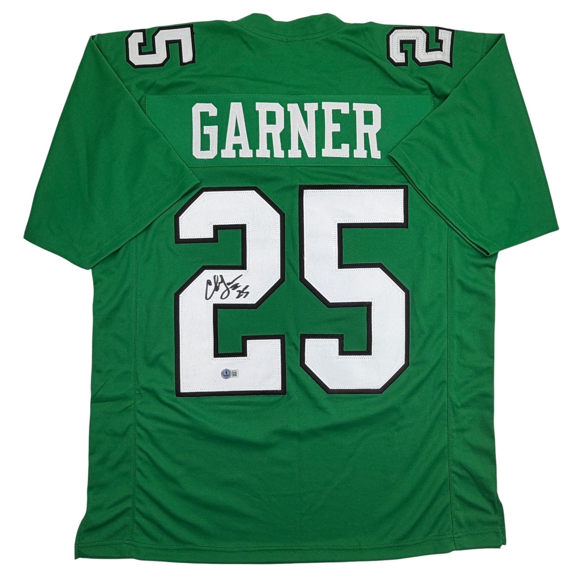 Autographed/Signed Charlie Garner Philadelphia Kelly Green Football Jersey Beckett BAS COA