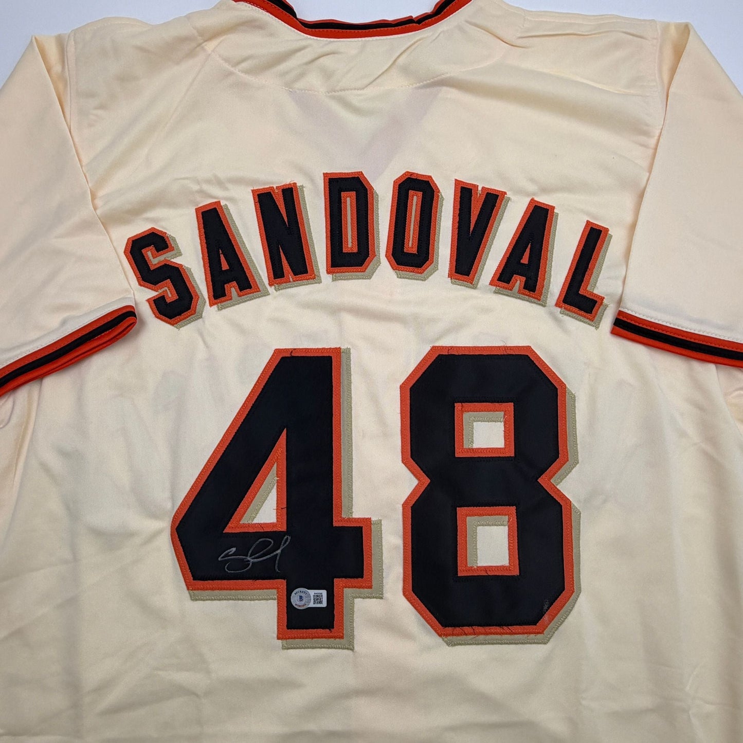 Autographed/Signed Pablo Sandoval San Francisco Cream Baseball Jersey Beckett BAS COA