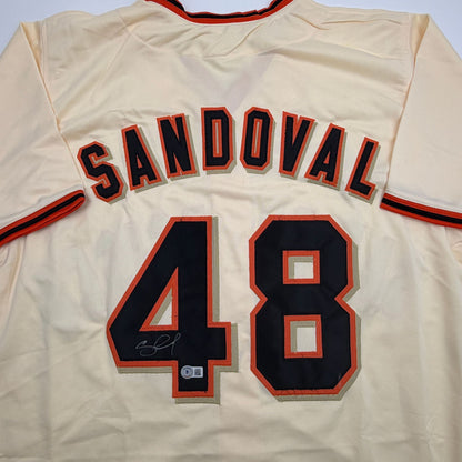 Autographed/Signed Pablo Sandoval San Francisco Cream Baseball Jersey Beckett BAS COA