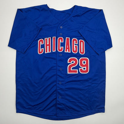 Autographed/Signed Michael Busch Chicago Blue Baseball Jersey Beckett BAS COA