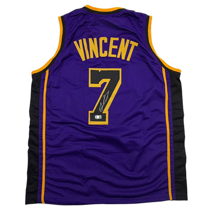 Autographed/Signed Gabe Vincent Los Angeles Purple Basketball Jersey Beckett BAS COA