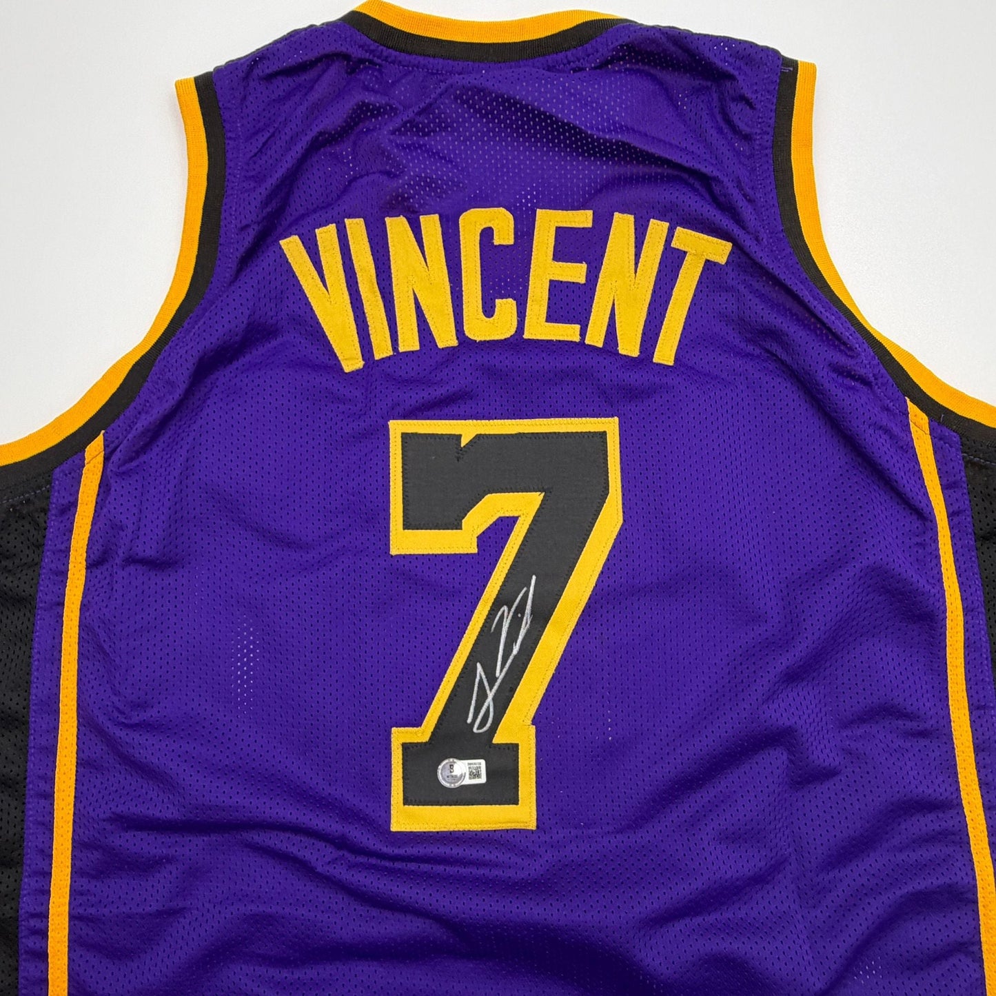 Autographed/Signed Gabe Vincent Los Angeles Purple Basketball Jersey Beckett BAS COA