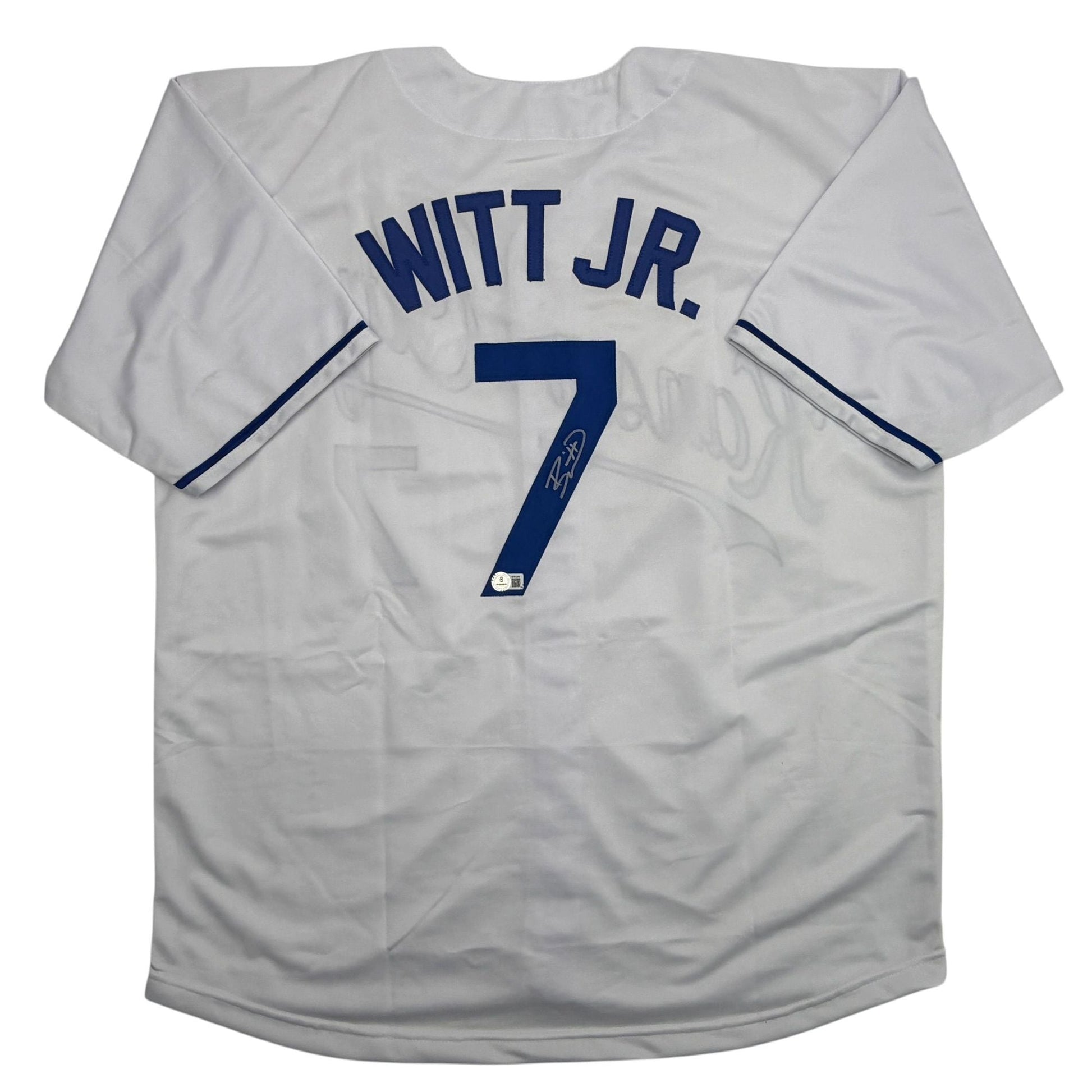 Autographed/Signed Bobby Witt Jr. Kansas City White Baseball Jersey Beckett BAS COA