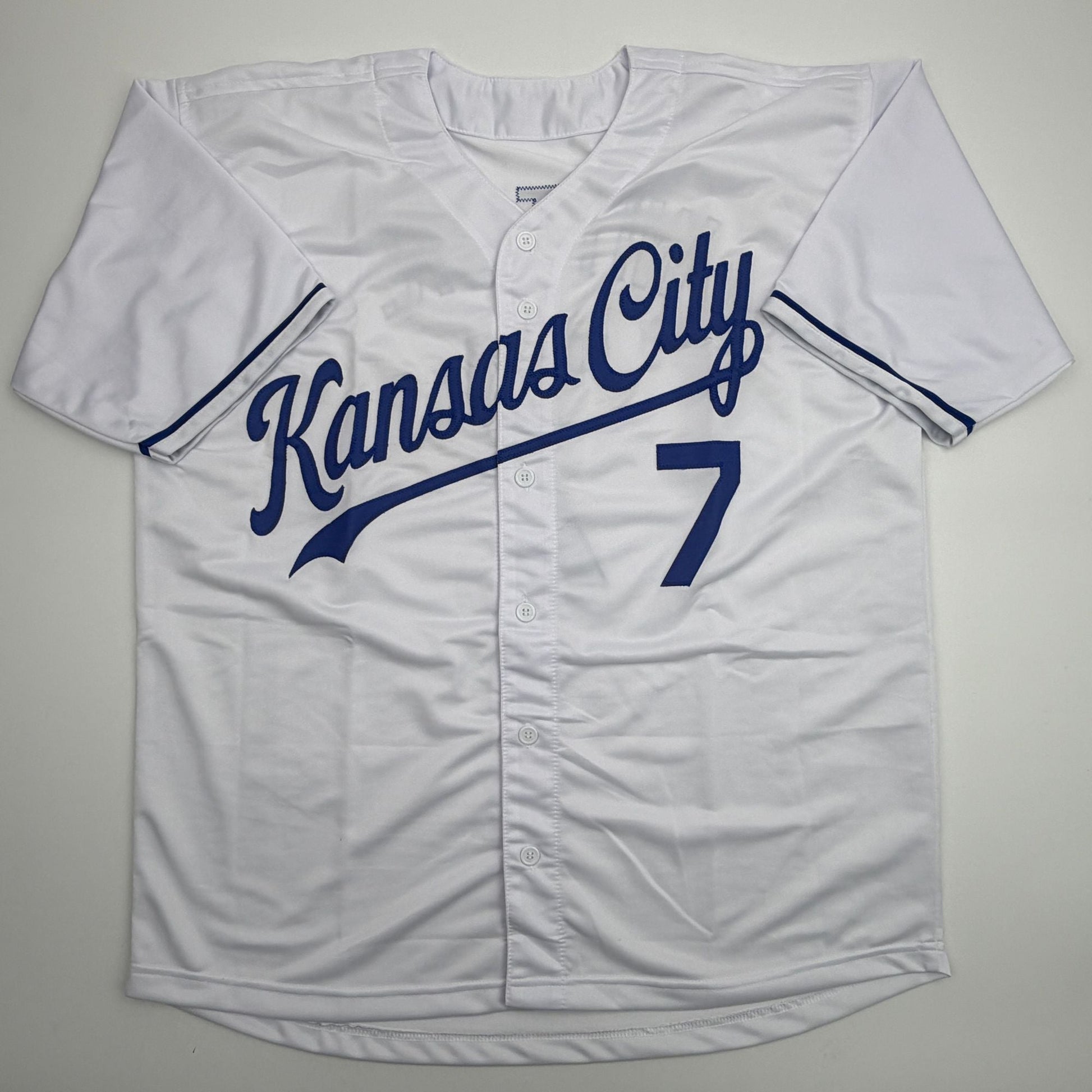 Autographed/Signed Bobby Witt Jr. Kansas City White Baseball Jersey Beckett BAS COA