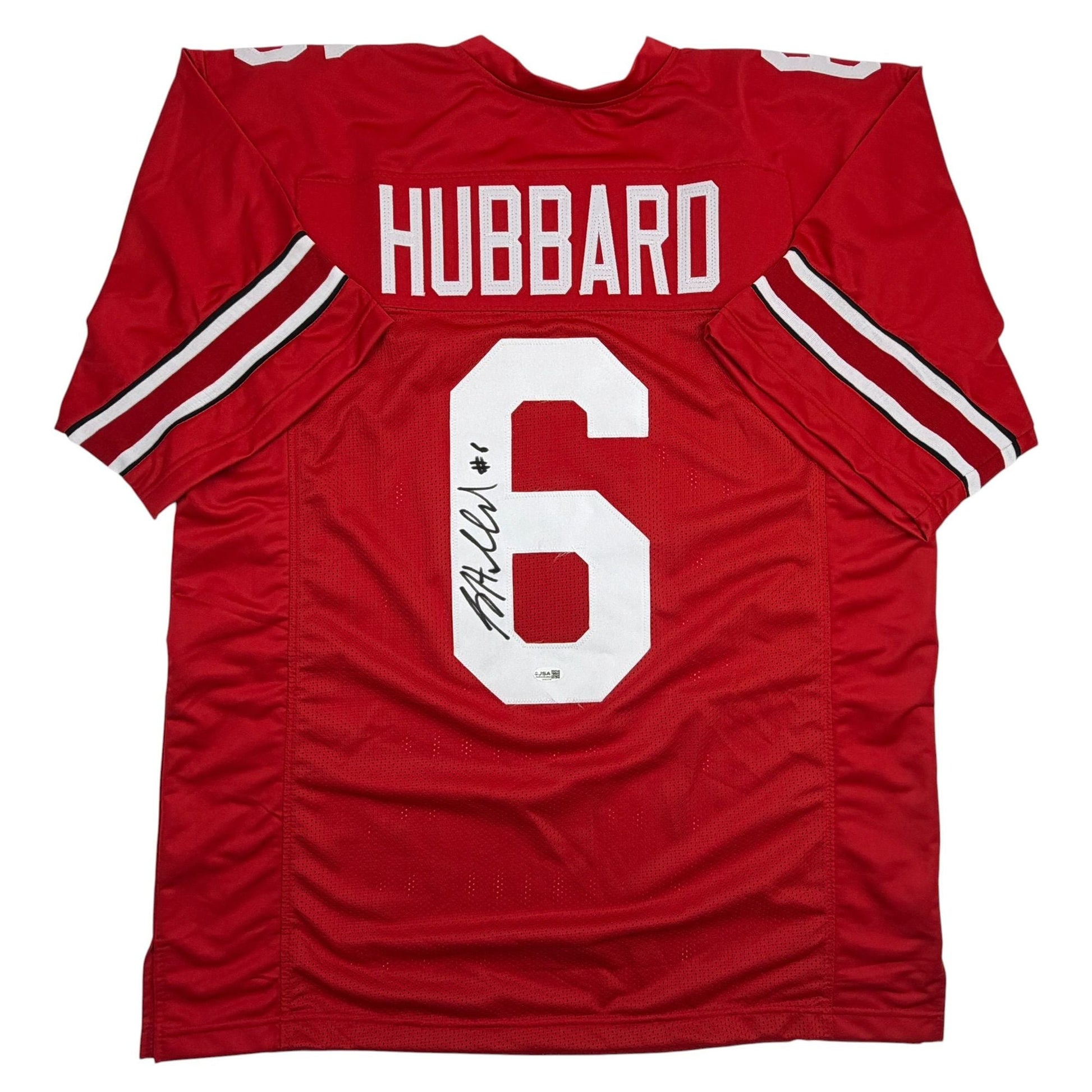 Autographed/Signed Sam Hubbard Ohio State Red College Football Jersey JSA COA