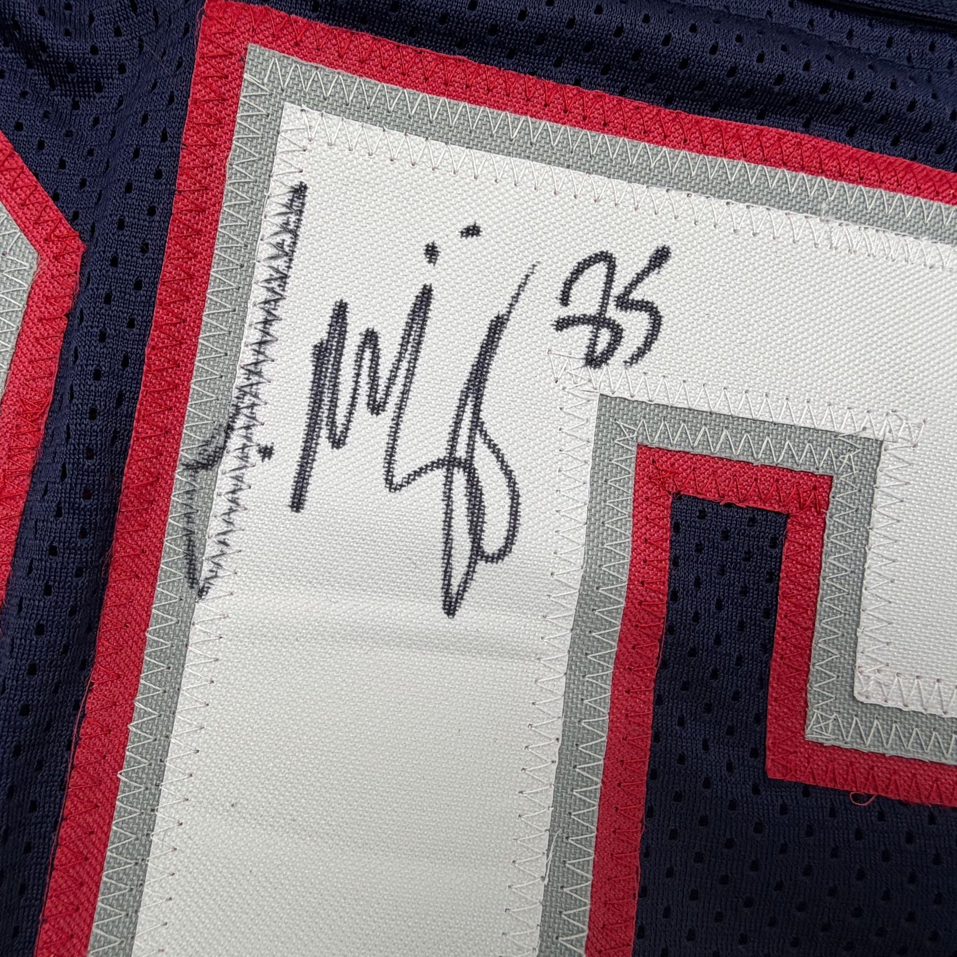 Autographed/Signed Jermaine Wiggins SB 36 Champs New England Blue Football Jersey JSA COA
