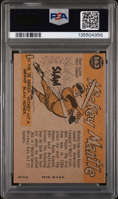 Graded 1960 Topps Mickey Mantle #563 All Star Baseball Card PSA 2 Good