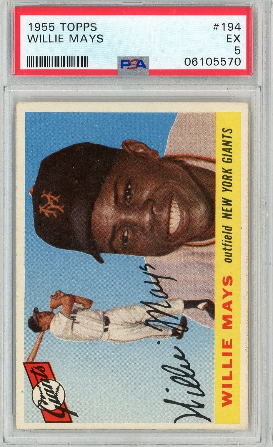 Graded 1955 Topps Willie Mays #194 Baseball Card PSA 5 Excellent