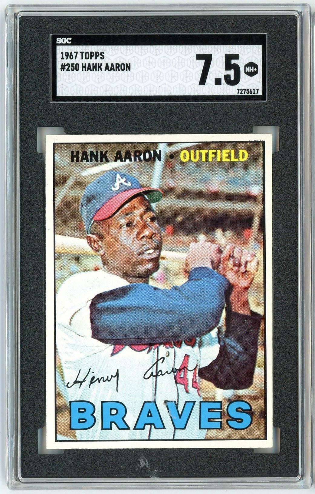 Graded 1967 Topps Hank Aaron #250 Baseball Card SGC 7.5 NM+