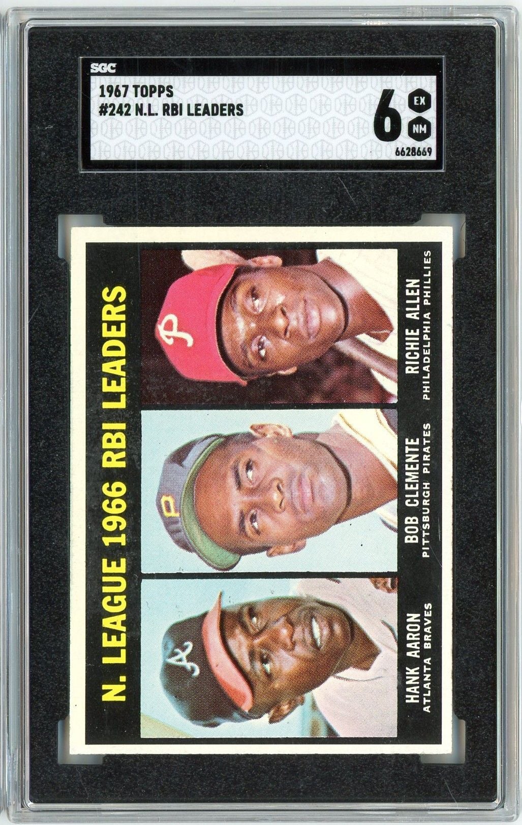 Graded 1967 Topps NL RBI Leaders #242 Baseball Card SGC 6 EX-NM
