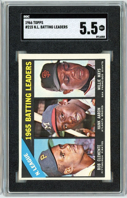 Graded 1966 Topps NL Batting Leaders #215 Baseball Card SGC 5.5 EX+