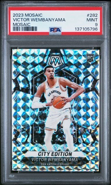 Graded 2023 Panini Mosaic Victor Wembanyama #282 Mosaic Rookie RC Basketball Card PSA 9 Mint