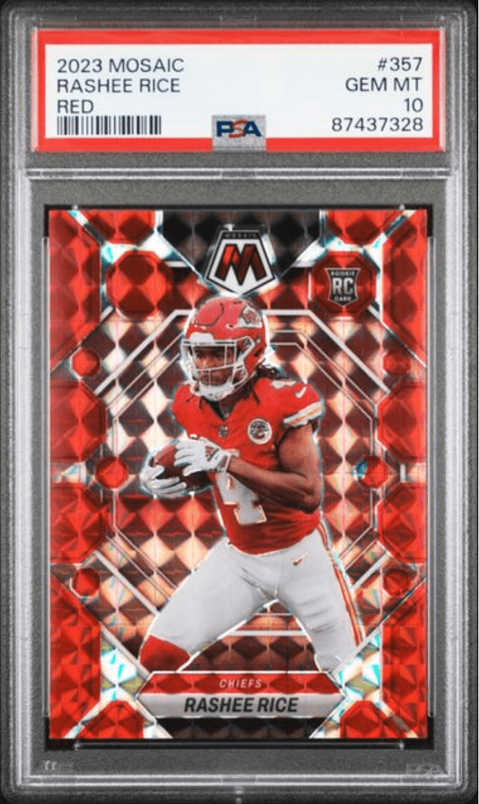 Graded 2023 Panini Mosaic Rashee Rice #357 Red Rookie RC Football Card PSA 10 Gem Mint