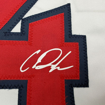 Facsimile Autographed Chase DeLauter Cleveland White Reprint Laser Auto Baseball Jersey Size Men's XL