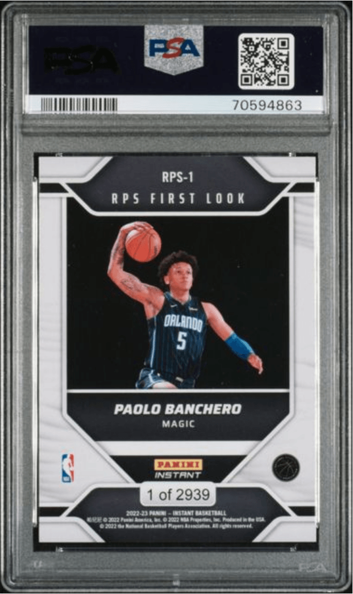 Graded 2022 Panini Instant Paolo Banchero #RPS1 RPS First Look /2939 Rookie RC Basketball Card PSA 10 Gem Mint