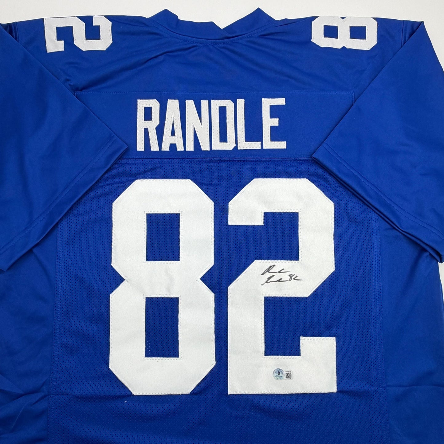 Autographed/Signed Rueben Randle New York Blue Football Jersey Beckett BAS COA