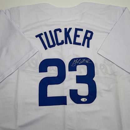 Autographed/Signed Kyle Tucker Los Angeles White Baseball Jersey JSA COA