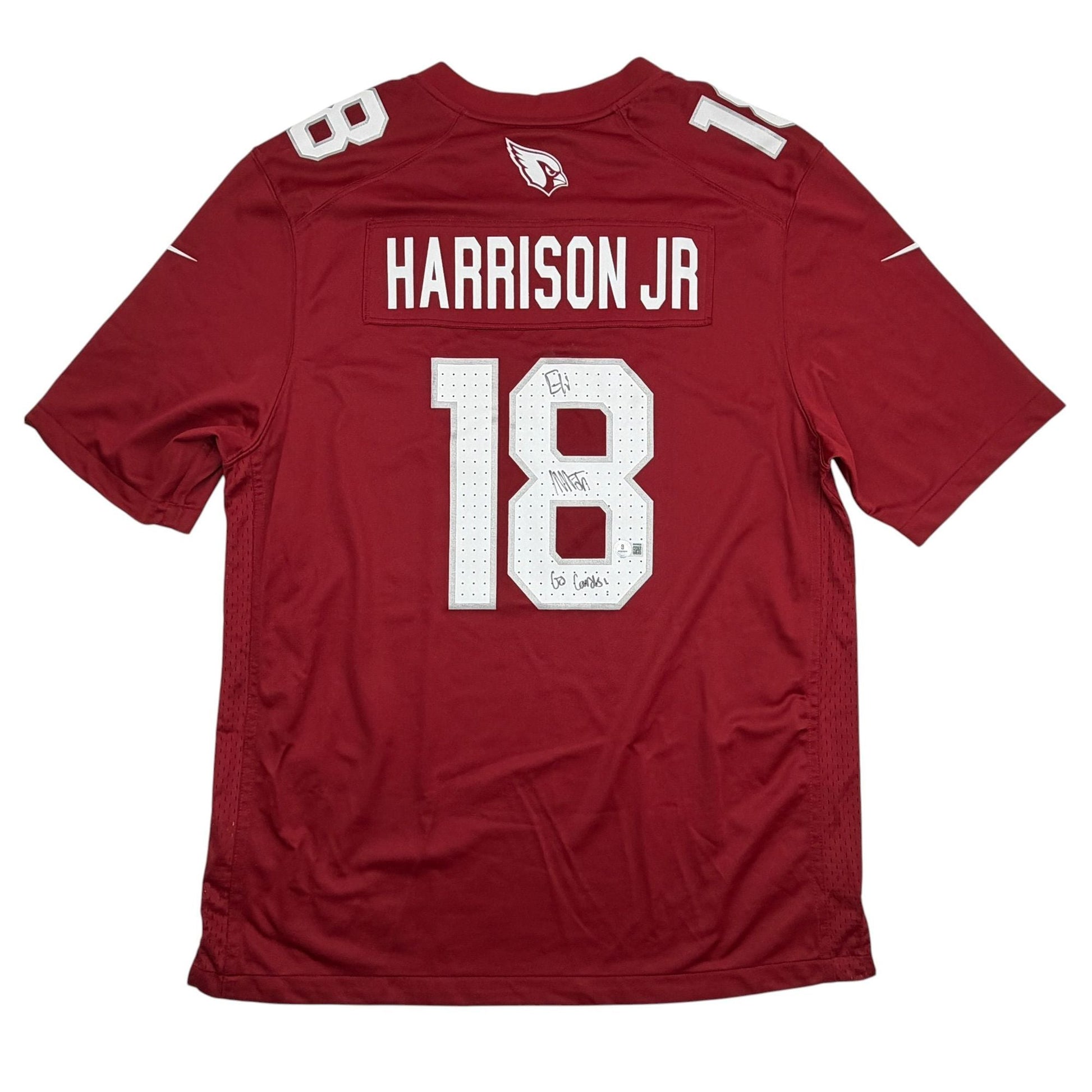 Autographed/Signed Marvin Harrison Jr. Arizona Cardinals Red Authentic Football Jersey Beckett BAS COA