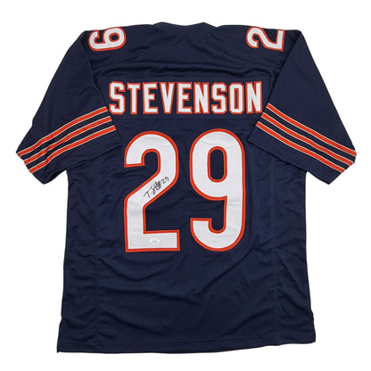 Autographed/Signed Tyrique Stevenson Chicago Blue Football Jersey JSA COA