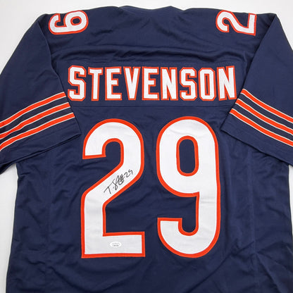 Autographed/Signed Tyrique Stevenson Chicago Blue Football Jersey JSA COA